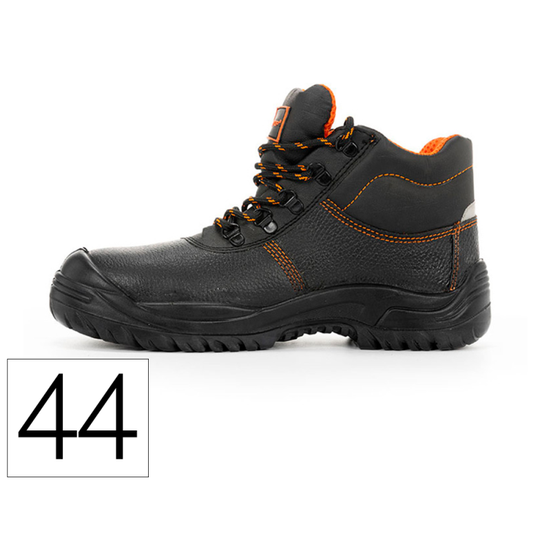 Bota de seguridad safetop eurio cuero grabado suela de acero antiperforacion s3 sr talla 44 color negro