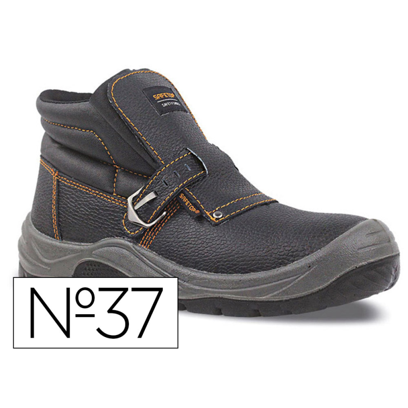 Bota de seguridad safetop nerio cuero grabado con hebilla especial soldadura suela pu bidensidad s3 talla