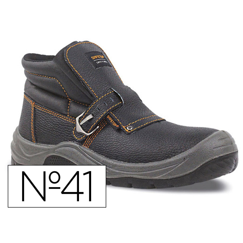 Bota de seguridad safetop nerio cuero grabado con hebilla especial soldadura suela pu bidensidad s3 talla