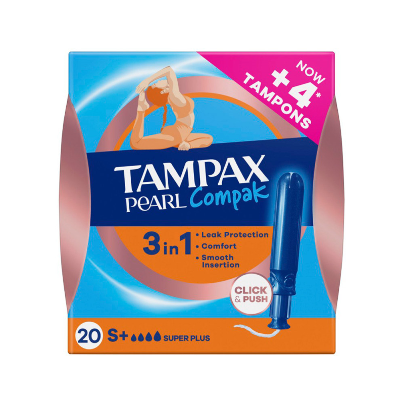 Tampon tampax pearl compak super plus caja de 20 unidades
