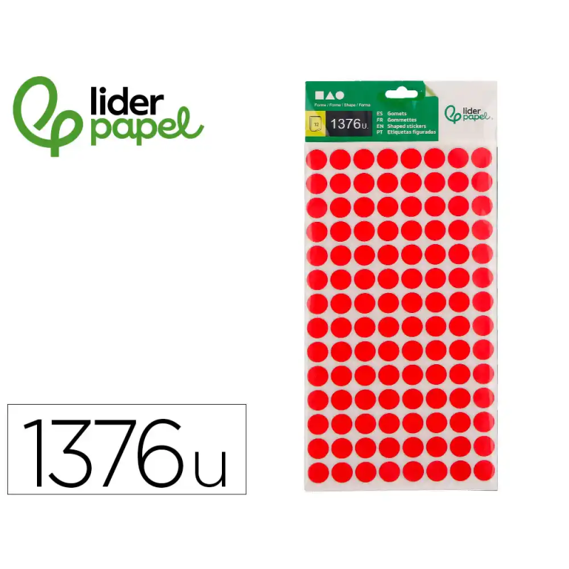 Gomets liderpapel figuras surtidas bolsa de 12 hojas figuras geometricas pequeñas colores surtidos
