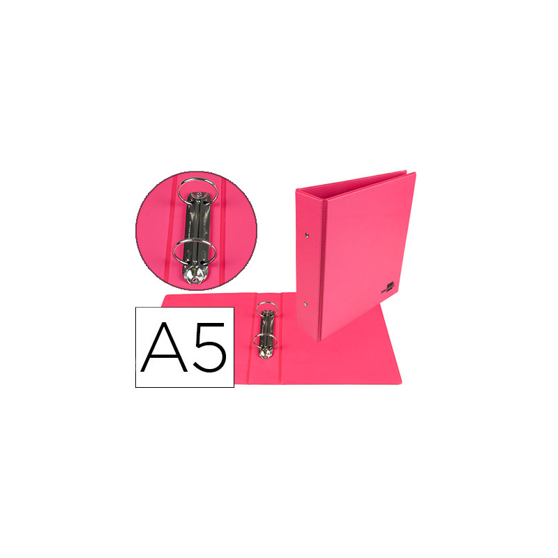 Carpeta de 2 anillas 40 mm redondas liderpapel a5 carton forrado pvc fucsia