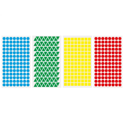 Gomets liderpapel figuras surtidas bolsa de 12 hojas figuras geometricas pequeñas colores surtidos