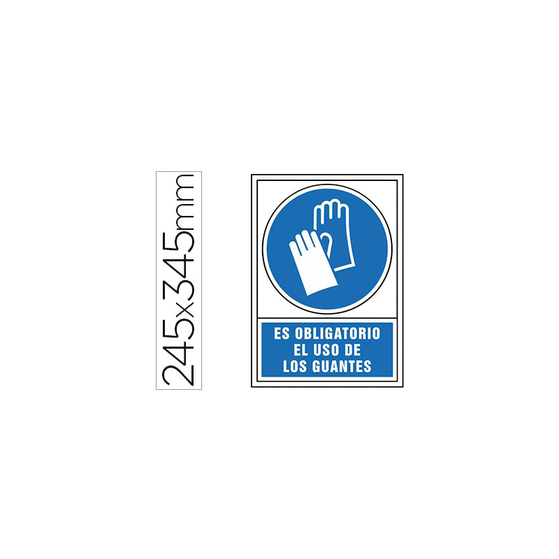 Pictograma syssa señal de obligacion es obligatorio el uso de los guantes en pvc 245x345 mm