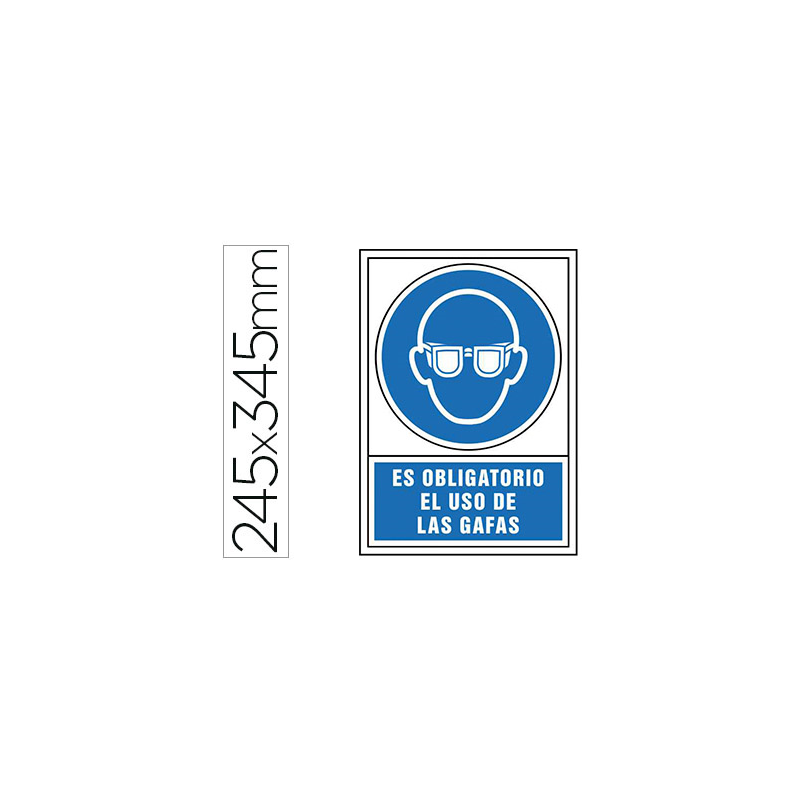 Pictograma syssa señal de obligacion es obligatorio el uso de las gafas en pvc 245x345 mm