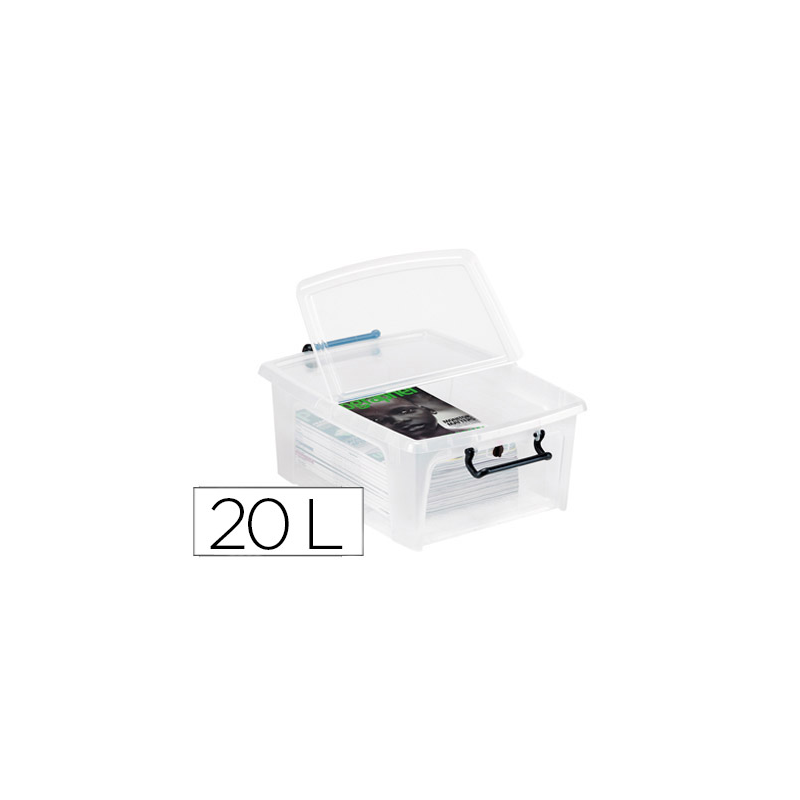 Contenedor plastico cep 20 litros 190x460x170 mm transparente con tapa y cierre hermetico