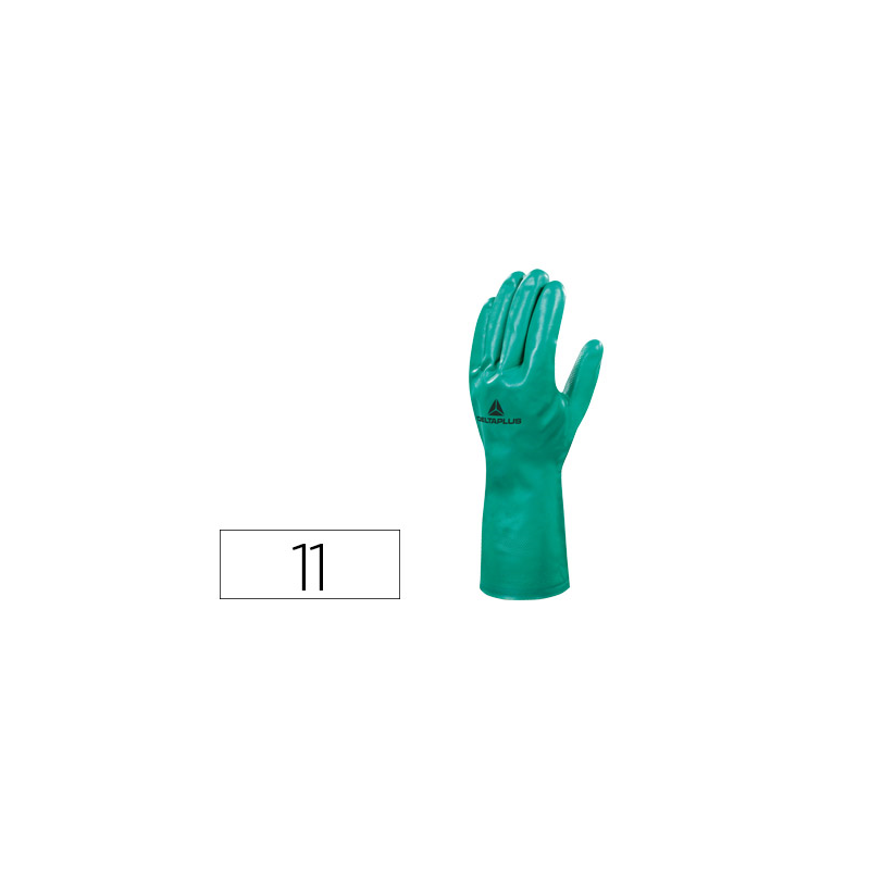 Guantes deltaplus tratado en nitrilo flocado de algodon especial para trabajos con liquidos quimicos talla 11