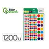 Gomets liderpapel autoadhesivo circulos colores y tamaños surtidos bolsa de 10 hojas 1200 unidades