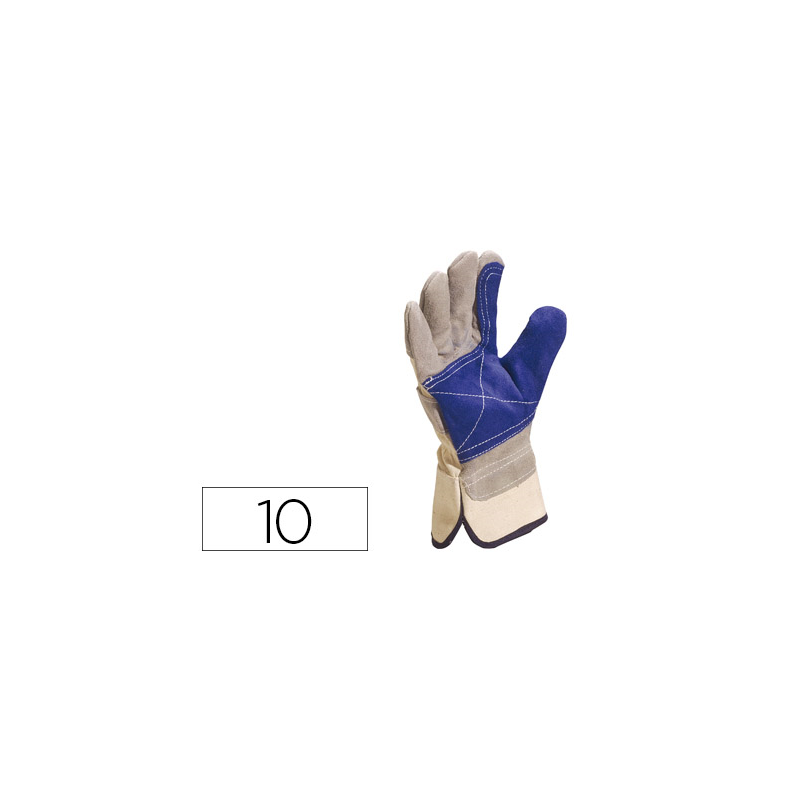 Guantes deltaplus docker serraje vacuno reforzado ideal para trabajos intensivo color gris-azul talla 10