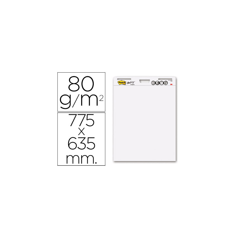 Bloc congreso post-it liso 775x635 mm 30 hojas 80g/m2 pack 2+1 gratis
