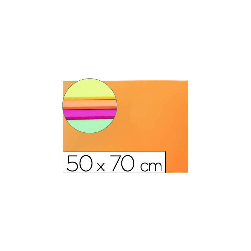Goma eva liderpapel 50x70cm 60g/m2 espesor 2mm fluor naranja