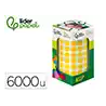Gomets liderpapel autoadhesivo circulos 10,5 mm amarillo rollo de 6000 unidades en caja de carton