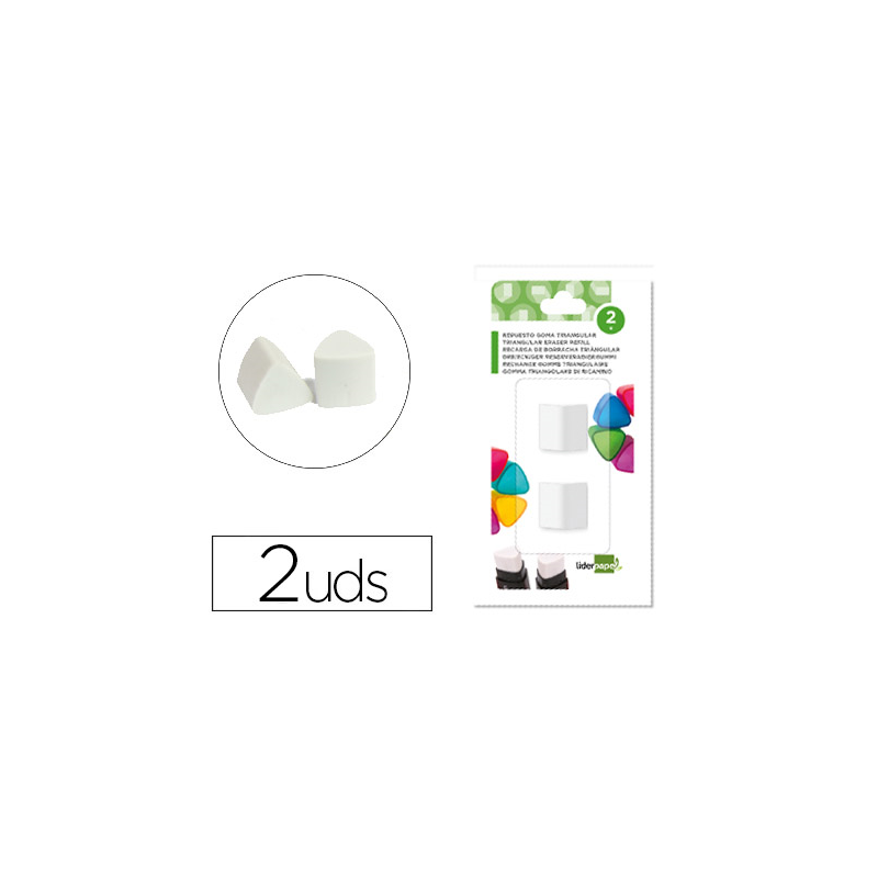Repuesto goma liderpapel triangular con sacapuntas blister de 2 unidades