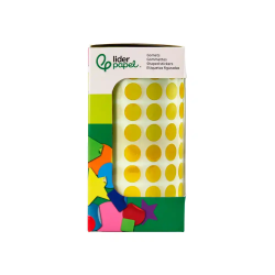 Gomets liderpapel autoadhesivo circulos 10,5 mm amarillo rollo de 6000 unidades en caja de carton