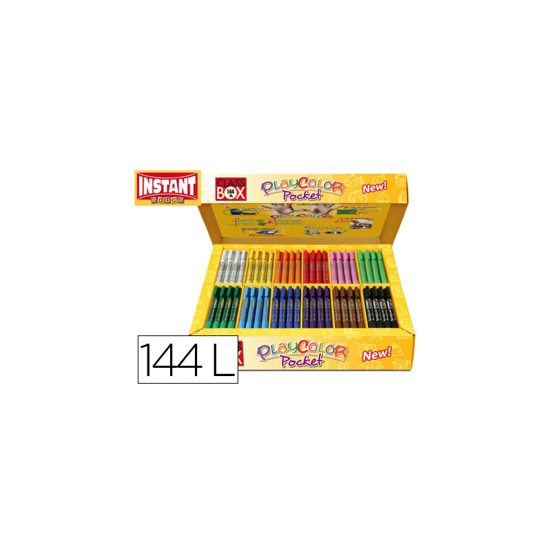 Tempera solida en barra playcolor pocket escolar caja de 144 unidades 12 colores surtidos