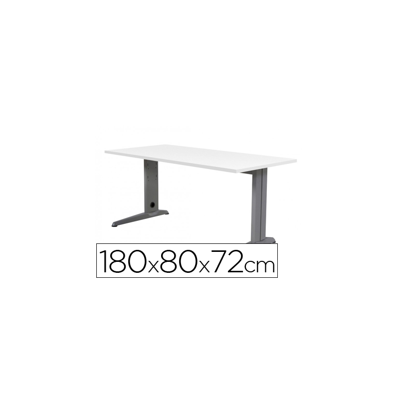 Mesa de oficina rocada metal 2003ac04 gris/blanco 180x80 cm