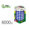 Gomets liderpapel autoadhesivo circulos 10,5 mm azul rollo de 6000 unidades en caja de carton
