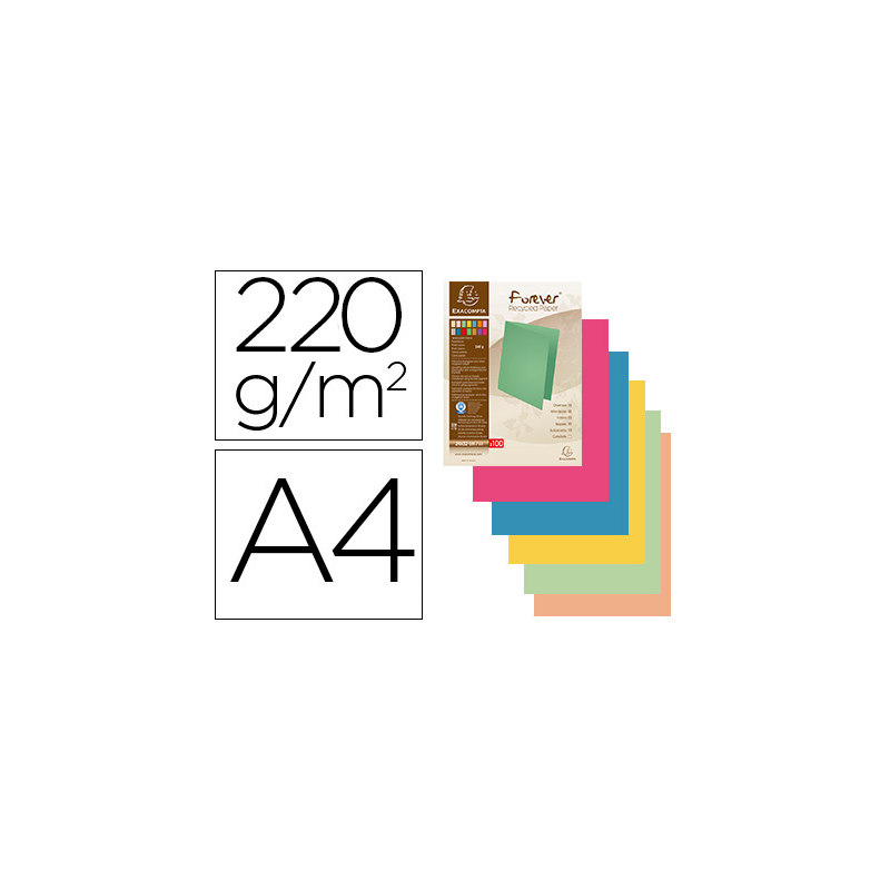 Subcarpeta cartulina exacompta din a4 paquete de 100 unidadescolores surtidos 220 g/m2