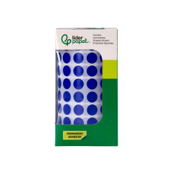 Gomets liderpapel autoadhesivo circulos 10,5 mm azul rollo de 6000 unidades en caja de carton