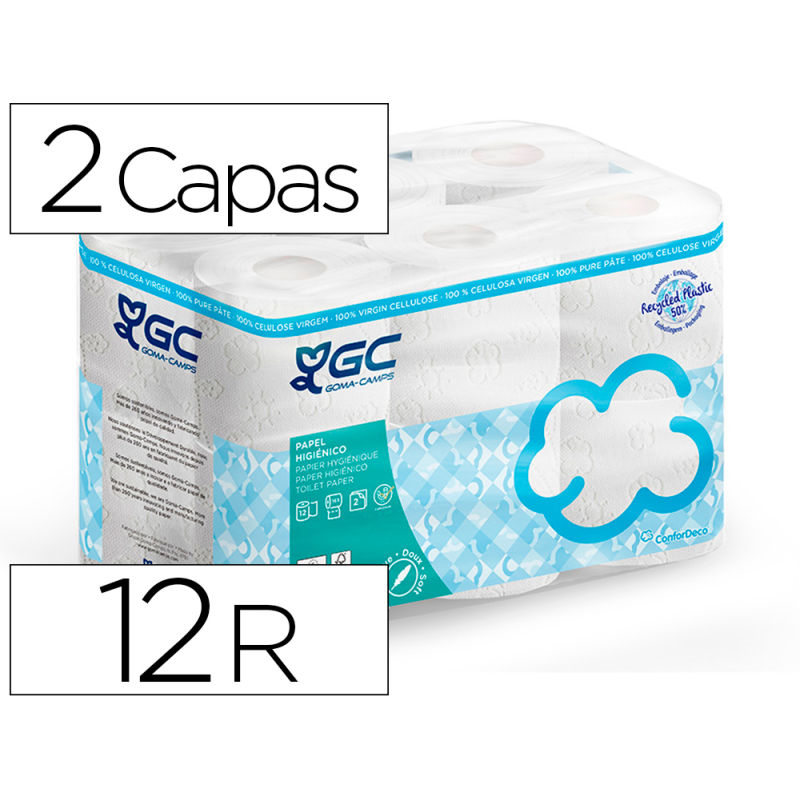 Papel higienico gc 2 capas paquete de 12 rollos