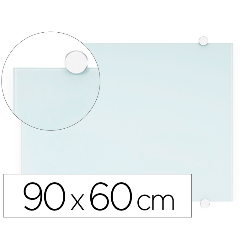 Pizarra blanca q-connect cristal magnetica marco aluminio 90x60 cm
