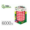Gomets liderpapel autoadhesivo circulos 10,5 mm rojo rollo de 6000 unidades en caja de carton