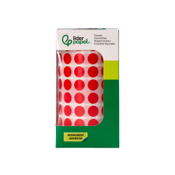 Gomets liderpapel autoadhesivo circulos 10,5 mm rojo rollo de 6000 unidades en caja de carton