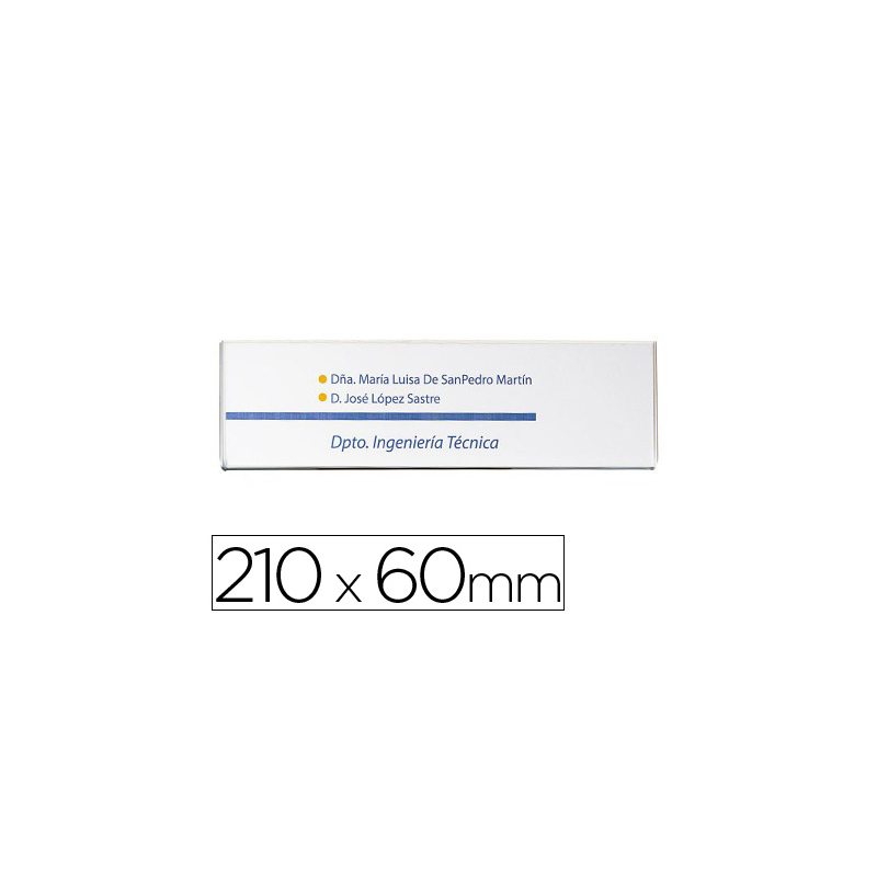 Identificador mural archivo 2000 portanombre con adhesivo trasero en poliestireno transparente 210x60 mm