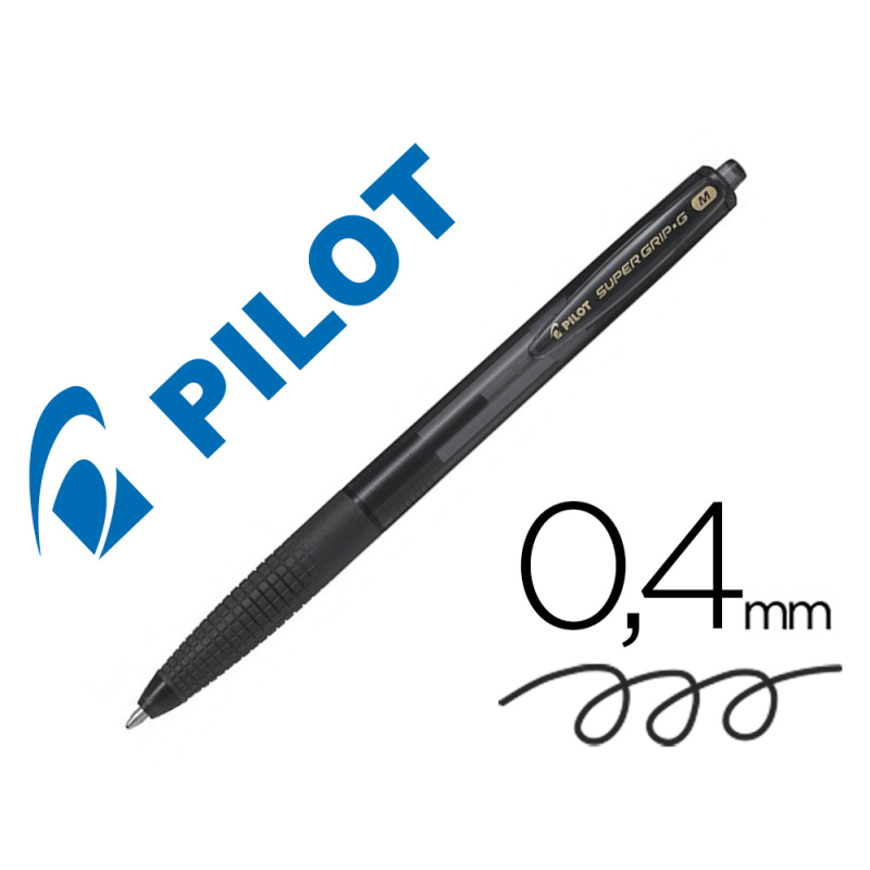 Boligrafo pilot super grip g negro retractil sujecion de caucho tinta base de aceite