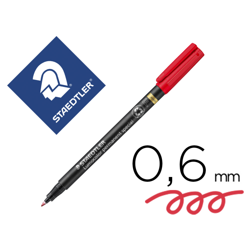 Rotulador lumocolor staedtler retroproyeccion punta de fibra permanente 319-2 rojo punta fina redonda 0.6 mm