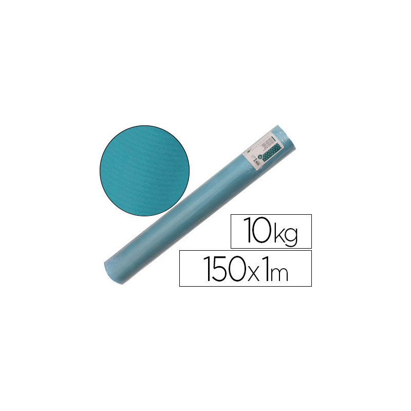 Papel kraft verjurado liderpapel turquesa ancho 1 mt longitud 150 mt gramaje 65 gr peso 10 kg