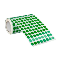 Gomets liderpapel autoadhesivo circulos 10,5 mm verde rollo de 6000 unidades en caja de carton