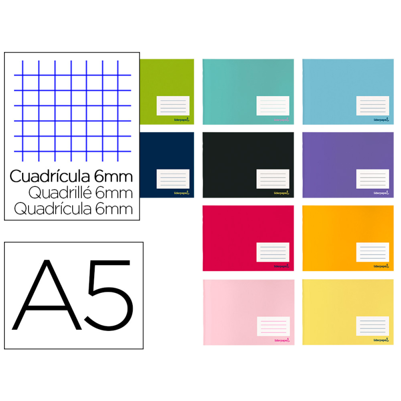 Libreta liderpapel smart a5 apaisado 32 hojas 60gr cuadro 6 mm con margen