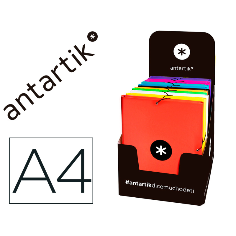 Carpeta antartik gomas tres solapas carton forrado a4 colores surtidos