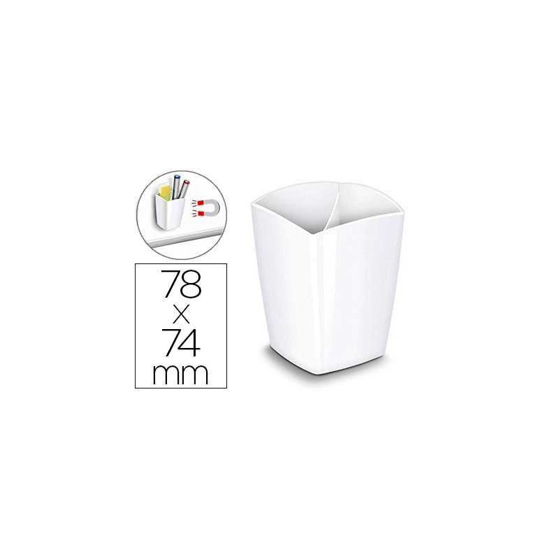Cubilete portalapices cep blanco opaco plastico magnetico 78x74x95 mm