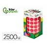 Gomets liderpapel autoadhesivo circulos 15 mm rojo rollo de 2500 unidades en caja de carton