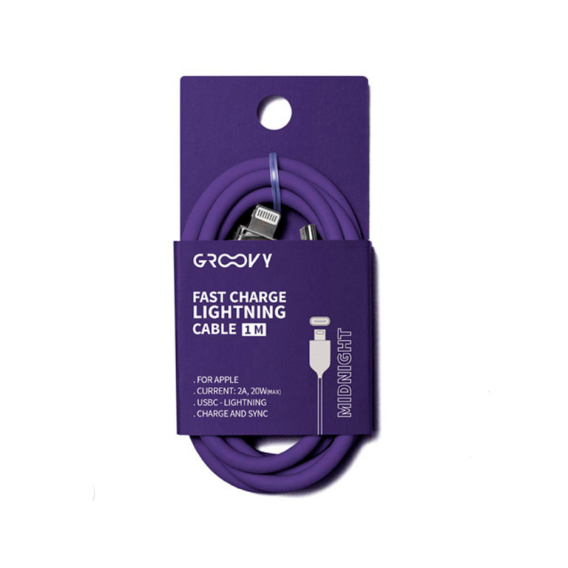 Cable groovy usb tipo c a apple lightning longitud 1 m color morado