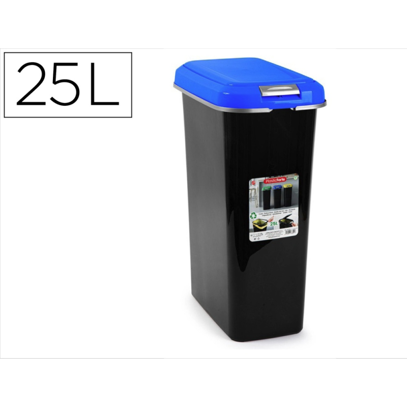 Contenedor para reciclaje plasticforte 25 l con tapa color azul parchis