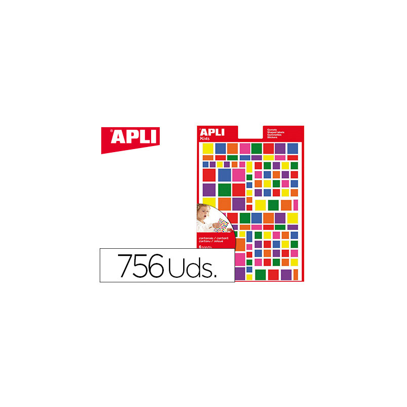 Gomets apli autoadhesivo cuadrado multicolor blister de 756 unidades surtidas