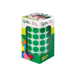 Gomets liderpapel autoadhesivo circulos 15 mm verde rollo de 2500 unidades en caja de carton