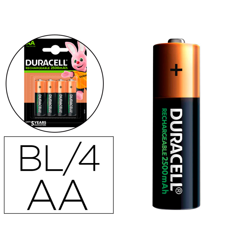 Pila duracell recargable staycharged aa 2500 mah blister de 4 unidades
