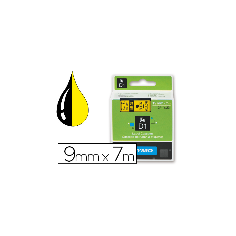 Cinta dymo negro amarillo 9mm x 7 mt d1