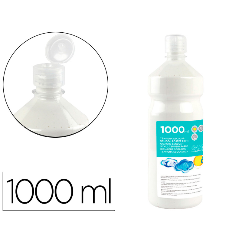 Tempera liquida liderpapel escolar 1000 ml blanco
