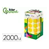 Gomets liderpapel autoadhesivo circulos 20 mm amarillo rollo de 2000 unidades en caja de carton