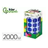 Gomets liderpapel autoadhesivo circulos 20 mm azul rollo de 2000 unidades en caja de carton