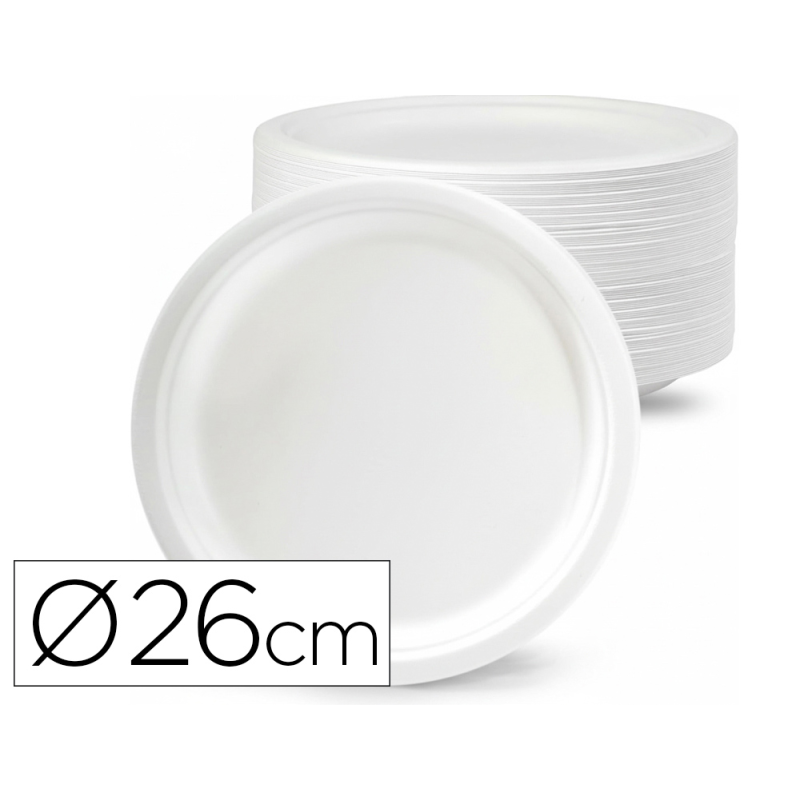 Plato de fibra bio 26 cm paquete de 50 unidades