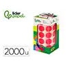 Gomets liderpapel autoadhesivo circulos 20 mm rojo rollo de 2000 unidades en caja de carton
