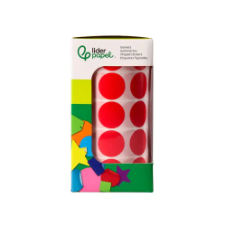 Gomets liderpapel autoadhesivo circulos 20 mm rojo rollo de 2000 unidades en caja de carton