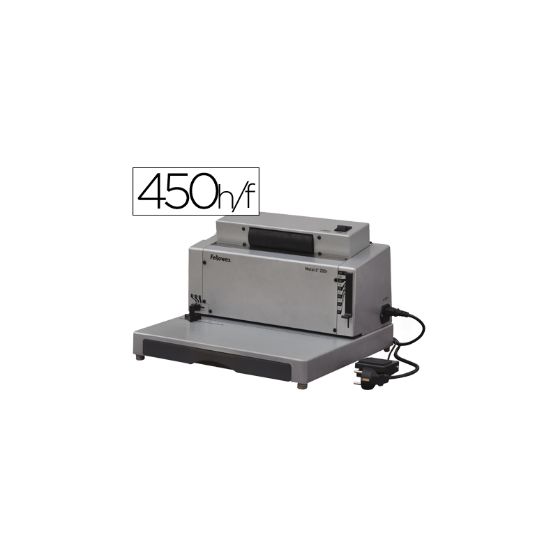 Encuadernadora electrica para espiral fellowes e-200r perfora 20 h encuaderna hasta 450 h paso 5:1