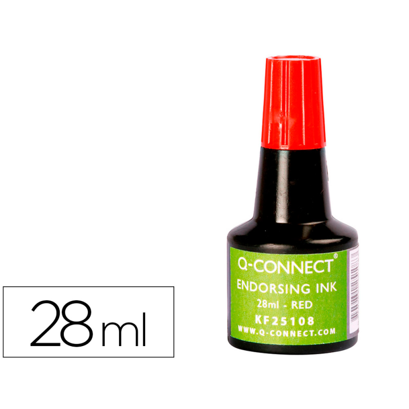 Tinta tampon q-connect rojo bote 28 ml